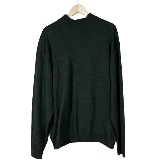 Linea Uomo Sweater Mens XXL Dark Green Mock Neck Merino Minimalist Classiccore - Picture 1 of 5